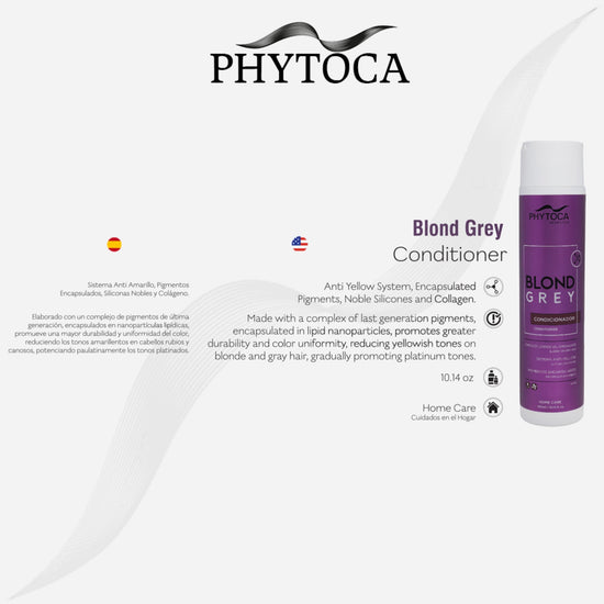 Acondicionador Phytoca USA Blond Grey para cabello rubio y canoso que reduce tonos amarillentos y aporta brillo intenso