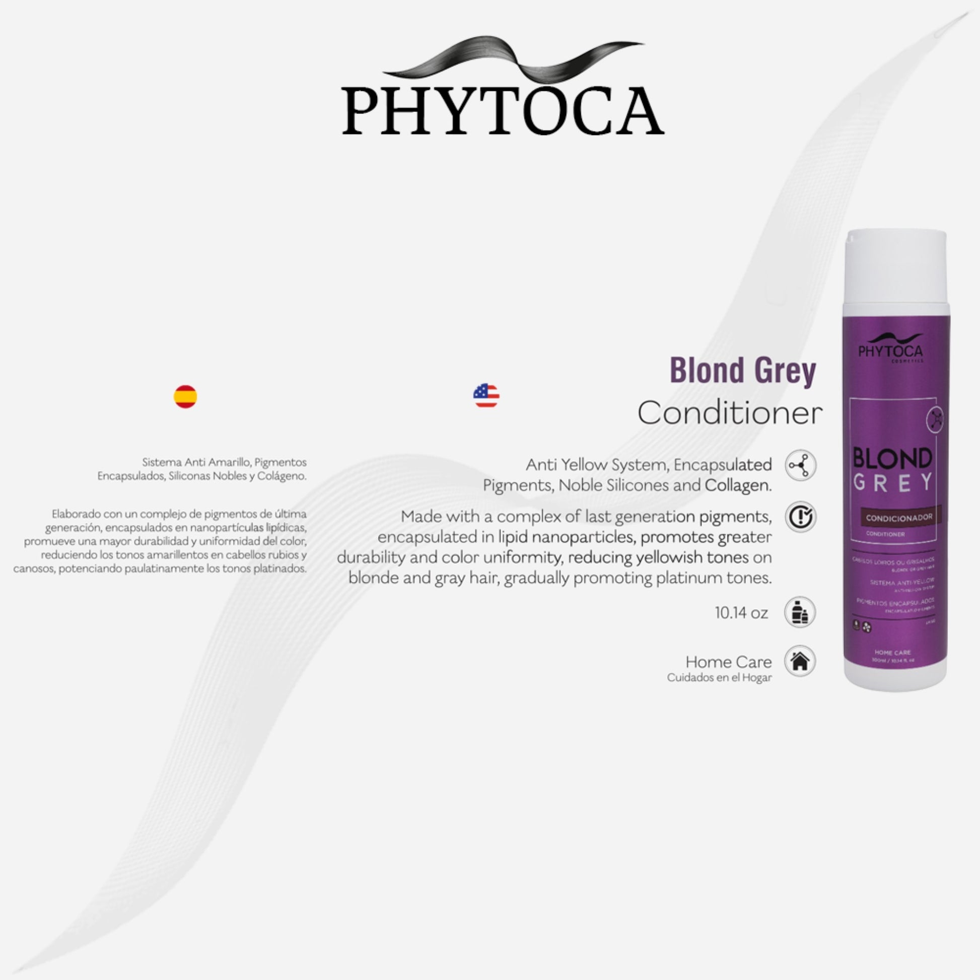 Acondicionador Phytoca USA Blond Grey para cabello rubio y canoso que reduce tonos amarillentos y aporta brillo intenso