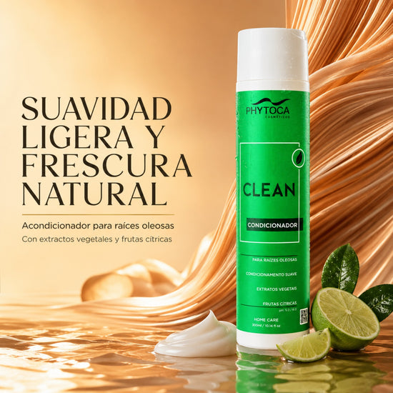 Acondicionador Phytoca USA Clean para cabello graso con extractos cítricos y vegetales en envase verde de 300ml