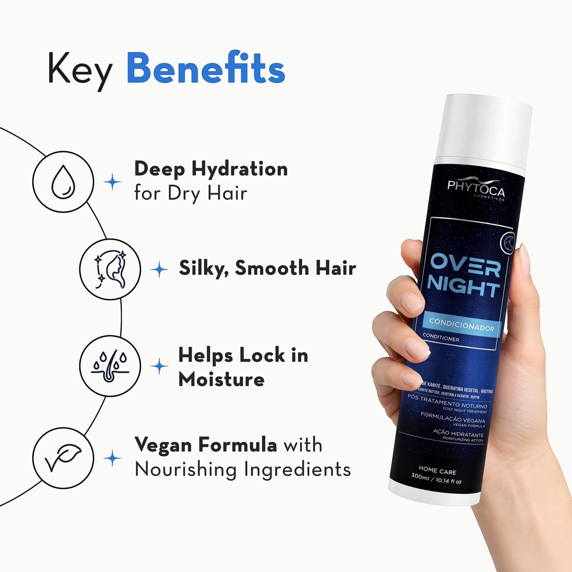 Acondicionador Phytoca USA Overnight para cabello seco con manteca de karité, queratina vegetal y biotina