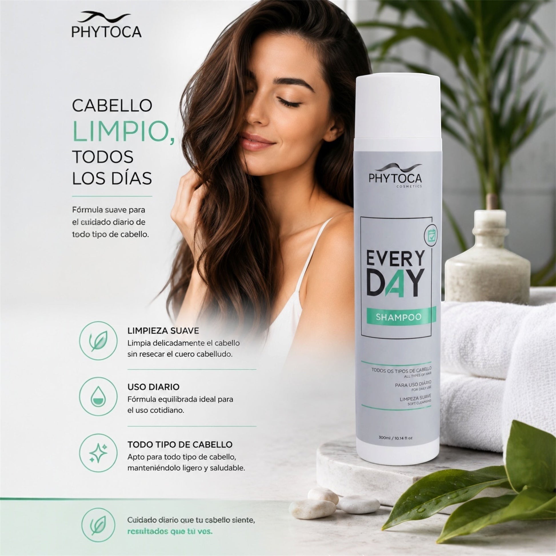 Acondicionador Phytoca USA Every Day para todo tipo de cabello con aceite de coco y siliconas para brillo y nutrición