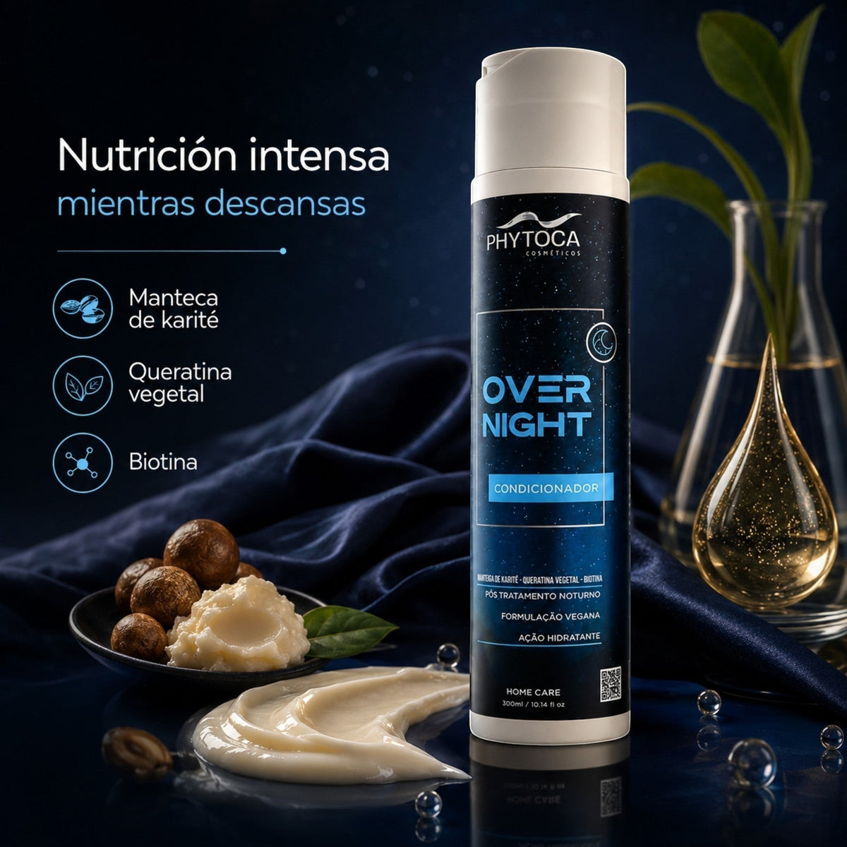 Acondicionador Phytoca USA Overnight para cabello seco con manteca de karité, queratina vegetal y biotina