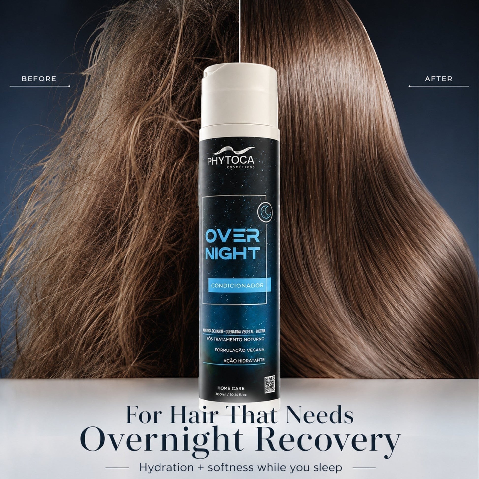 Acondicionador Phytoca USA Overnight para hidratación capilar nocturna con queratina vegetal y biotina
