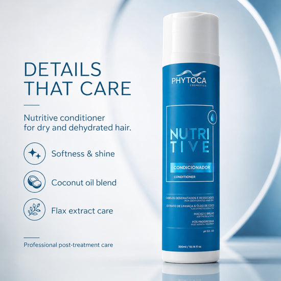 Acondicionador Nutritive de Phytoca USA para cabello seco y deshidratado con aceite de coco y extracto de linaza