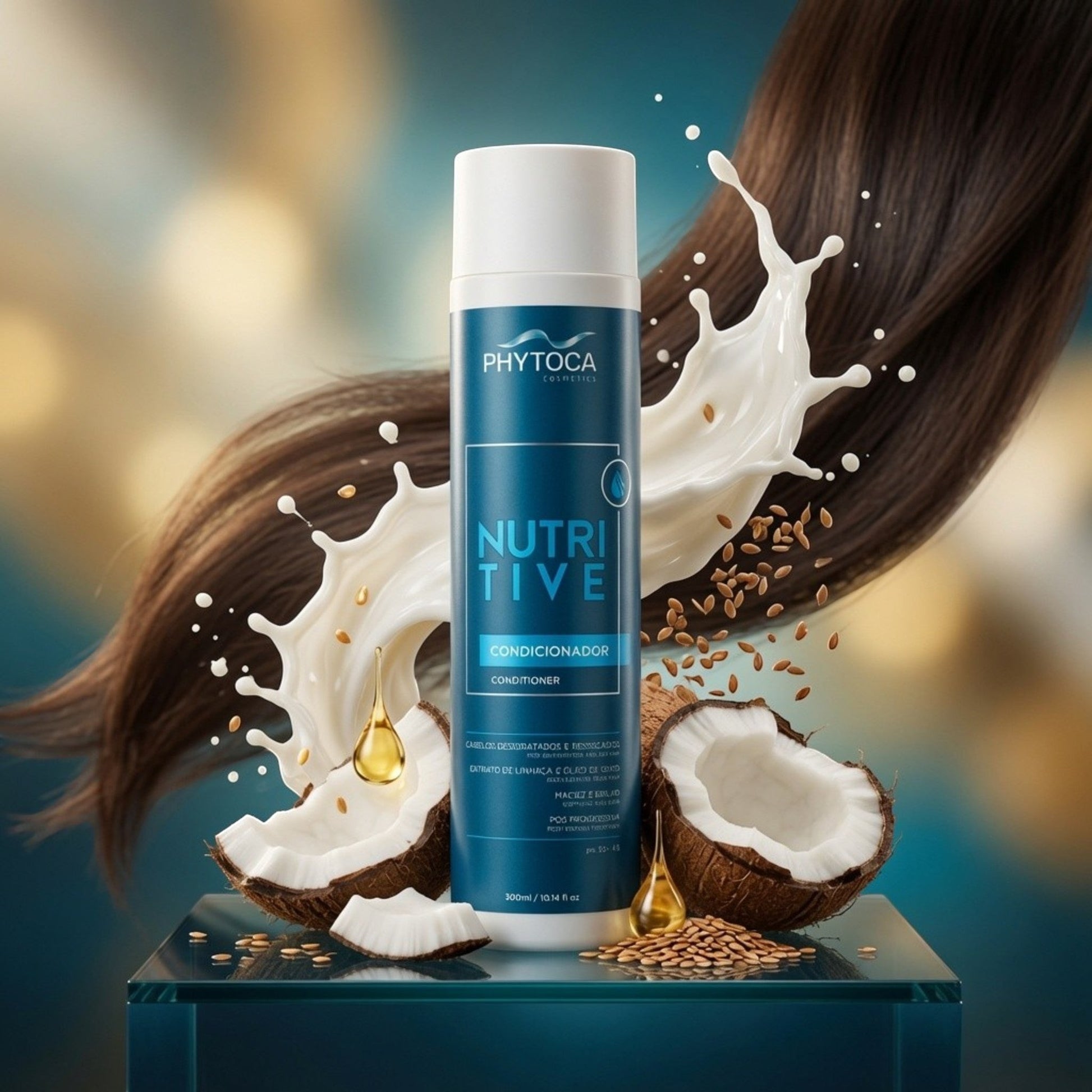 Acondicionador Nutritive de Phytoca USA con aceite de coco y extracto de linaza para cabello seco y tratado químicamente