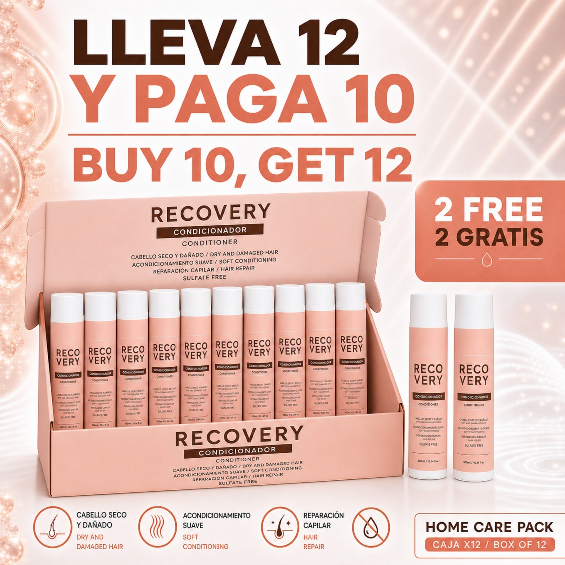 Pack de 12 acondicionadores Phytoca USA Recovery para cabello dañado y seco con aceites esenciales reparadores
