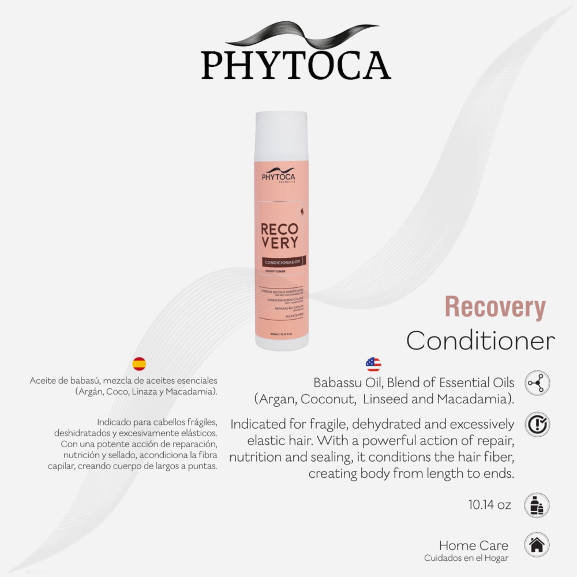 Acondicionador Phytoca USA Recovery en envase cilíndrico color rosa para reparar y nutrir cabello dañado y seco.