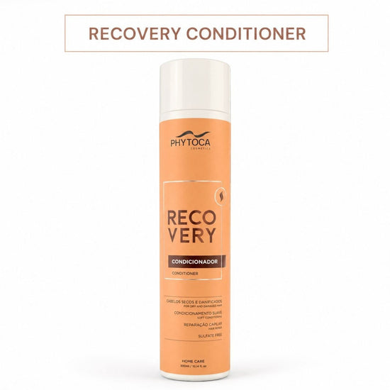 Acondicionador Phytoca USA Recovery para cabello seco y dañado en envase naranja de 300ml con aceites esenciales