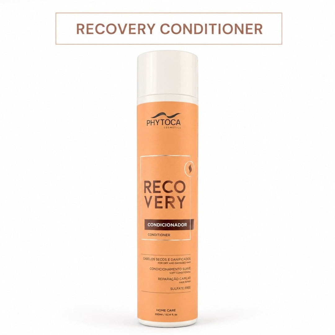 Acondicionador Phytoca USA Recovery para cabello seco y dañado en envase naranja de 300ml con aceites esenciales