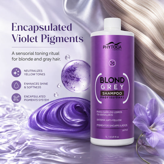Champú Phytoca USA Blond Grey de 1 litro con pigmentos violetas para neutralizar tonos amarillos en cabello rubio