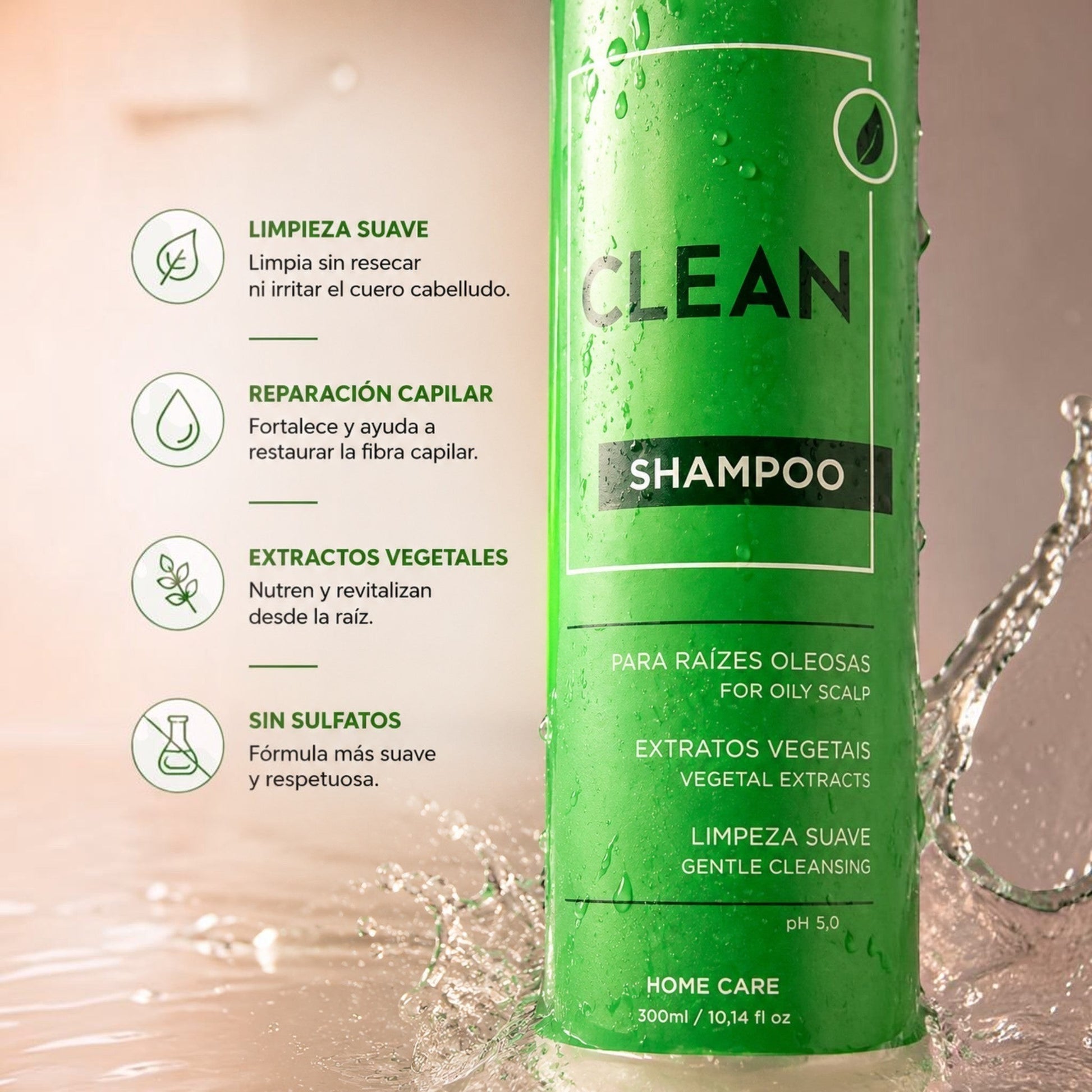 Champú Phytoca USA Clean para cabello graso con extractos vegetales, fórmula hidratante y antioxidante de 300ml.