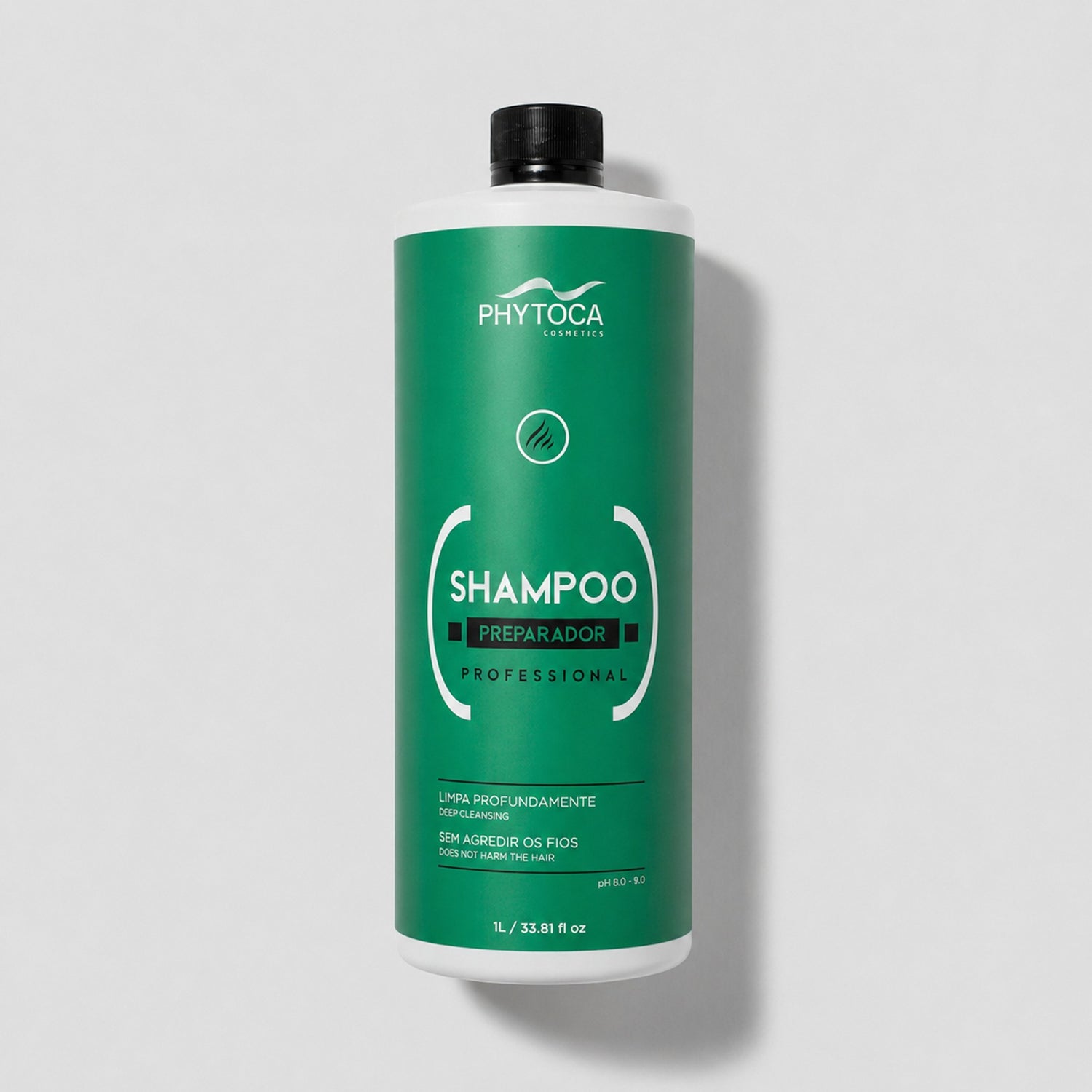 Champú de limpieza profunda Phytoca USA de 32 oz en botella verde para eliminar residuos y preparar el cabello.