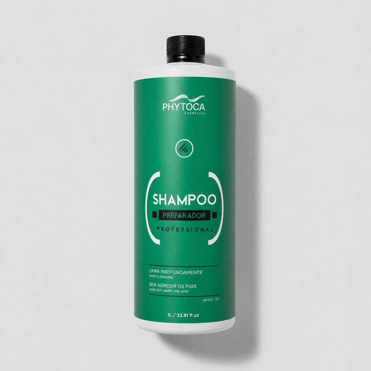 Champú de limpieza profunda Phytoca USA de 32 oz en botella verde para eliminar residuos y preparar el cabello.