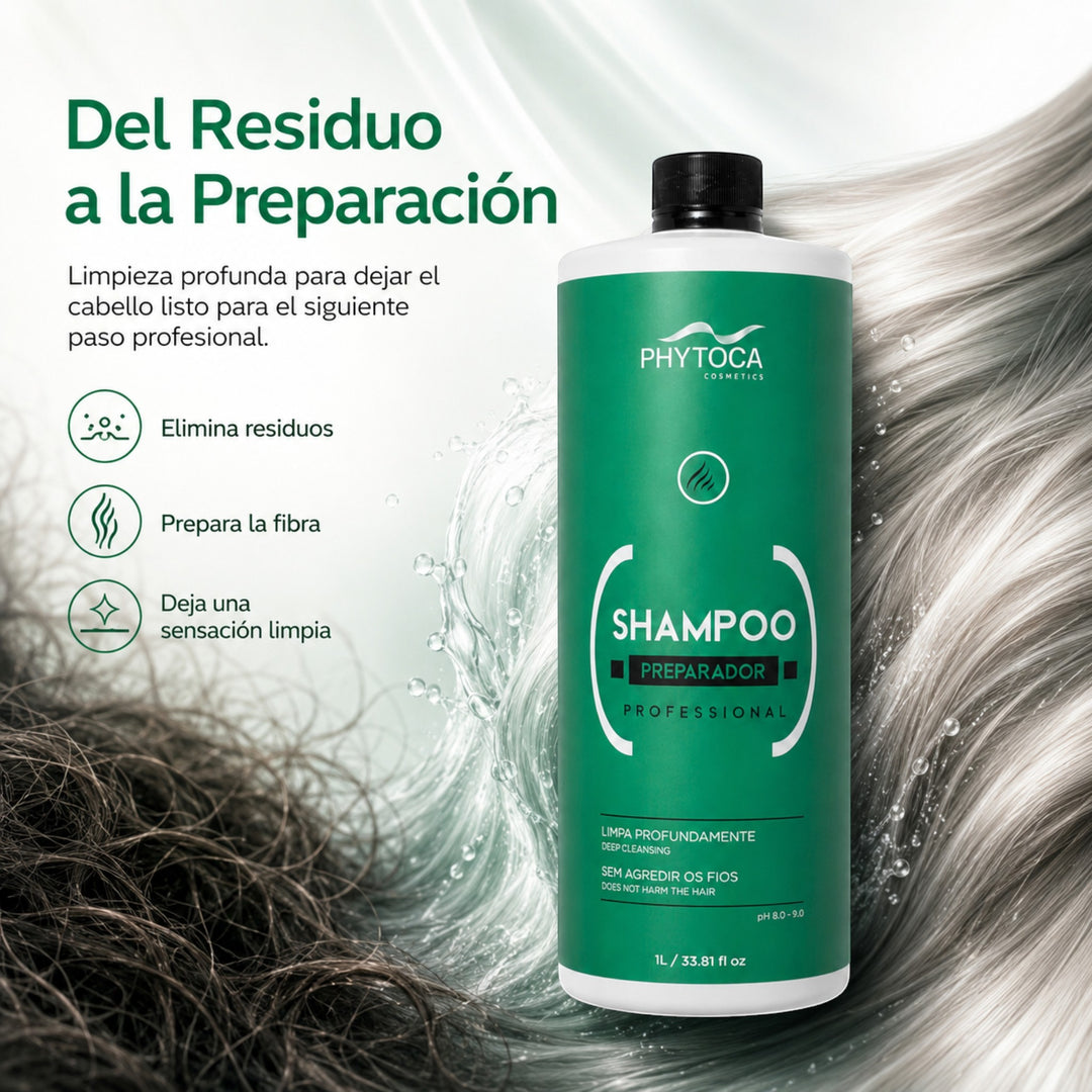 Champú de limpieza profunda Phytoca USA de 32 oz en botella verde, ideal para eliminar residuos y preparar el cabello.