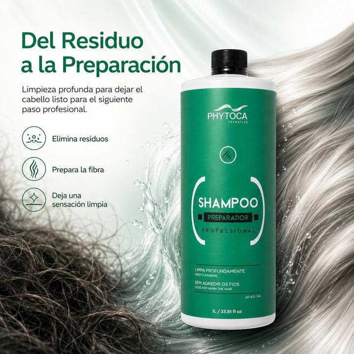 Champú de limpieza profunda Phytoca USA de 32 oz en botella verde, ideal para eliminar residuos y preparar el cabello.