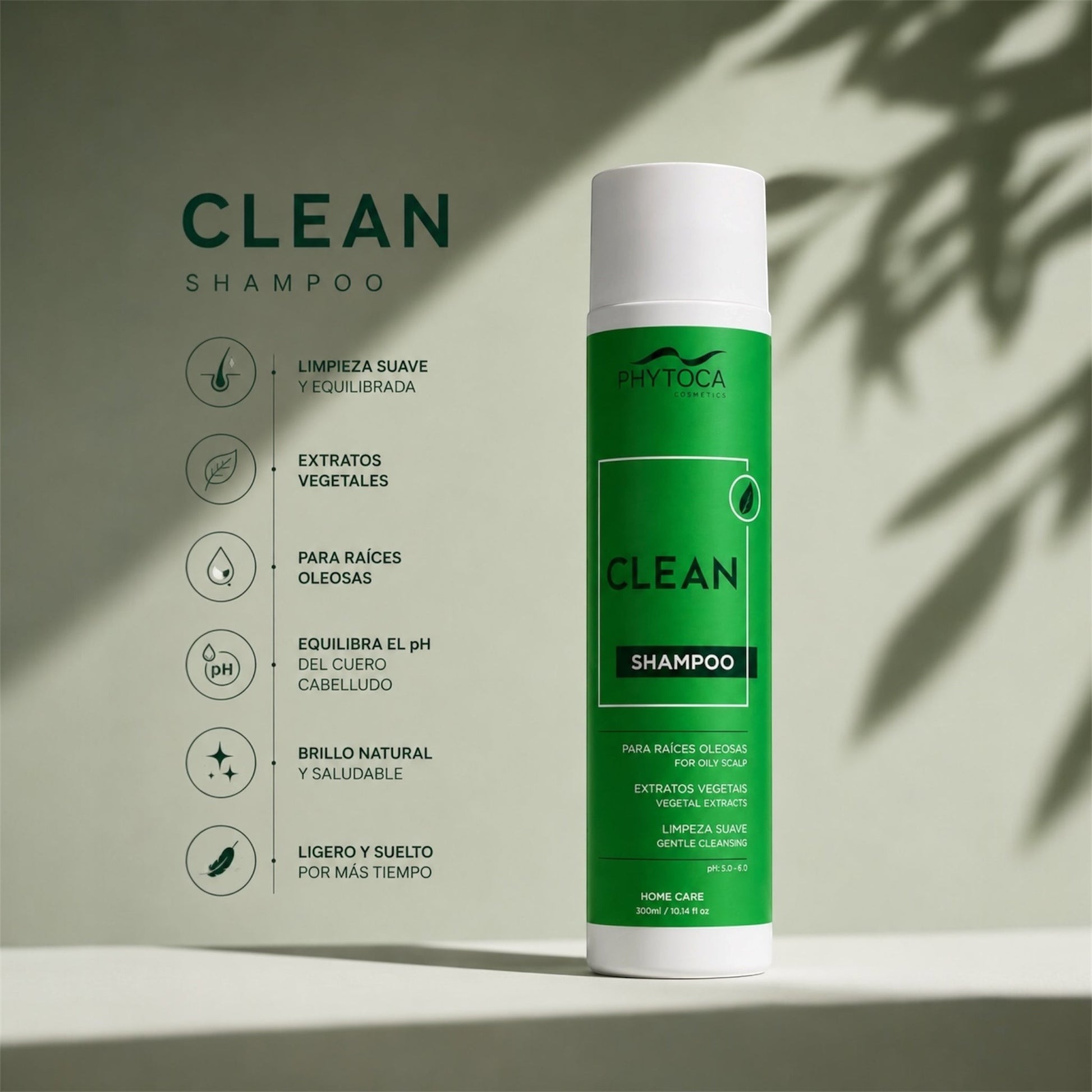 Champú Phytoca USA Clean para cabello graso con extractos de cítricos, té verde y romero en envase de 300ml