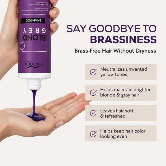 Champú morado Phytoca USA para cabello rubio y gris que neutraliza tonos amarillos y aporta un acabado platino