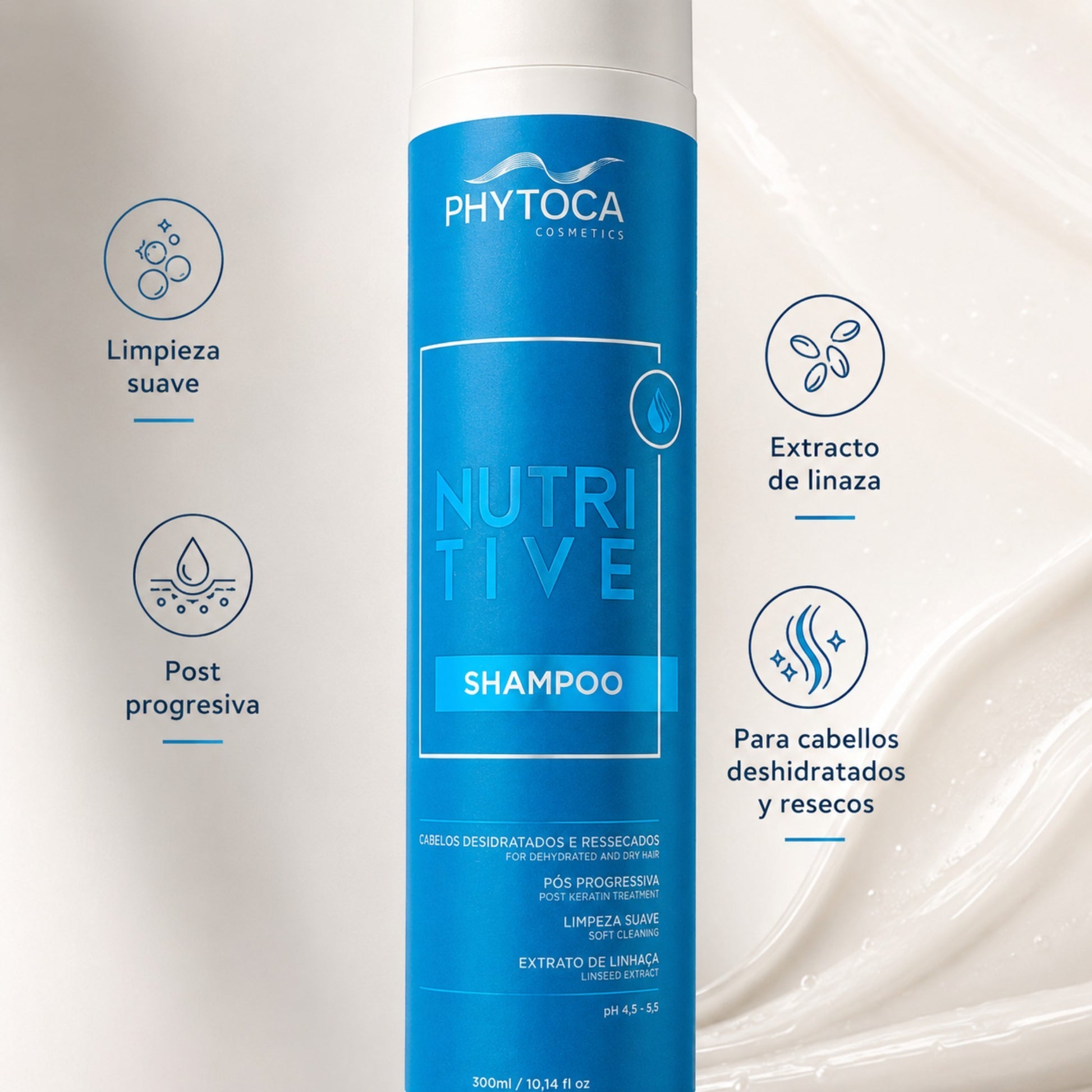 Champú Nutritive de Phytoca USA con extracto de coco y linaza para cabello deshidratado y tratado químicamente