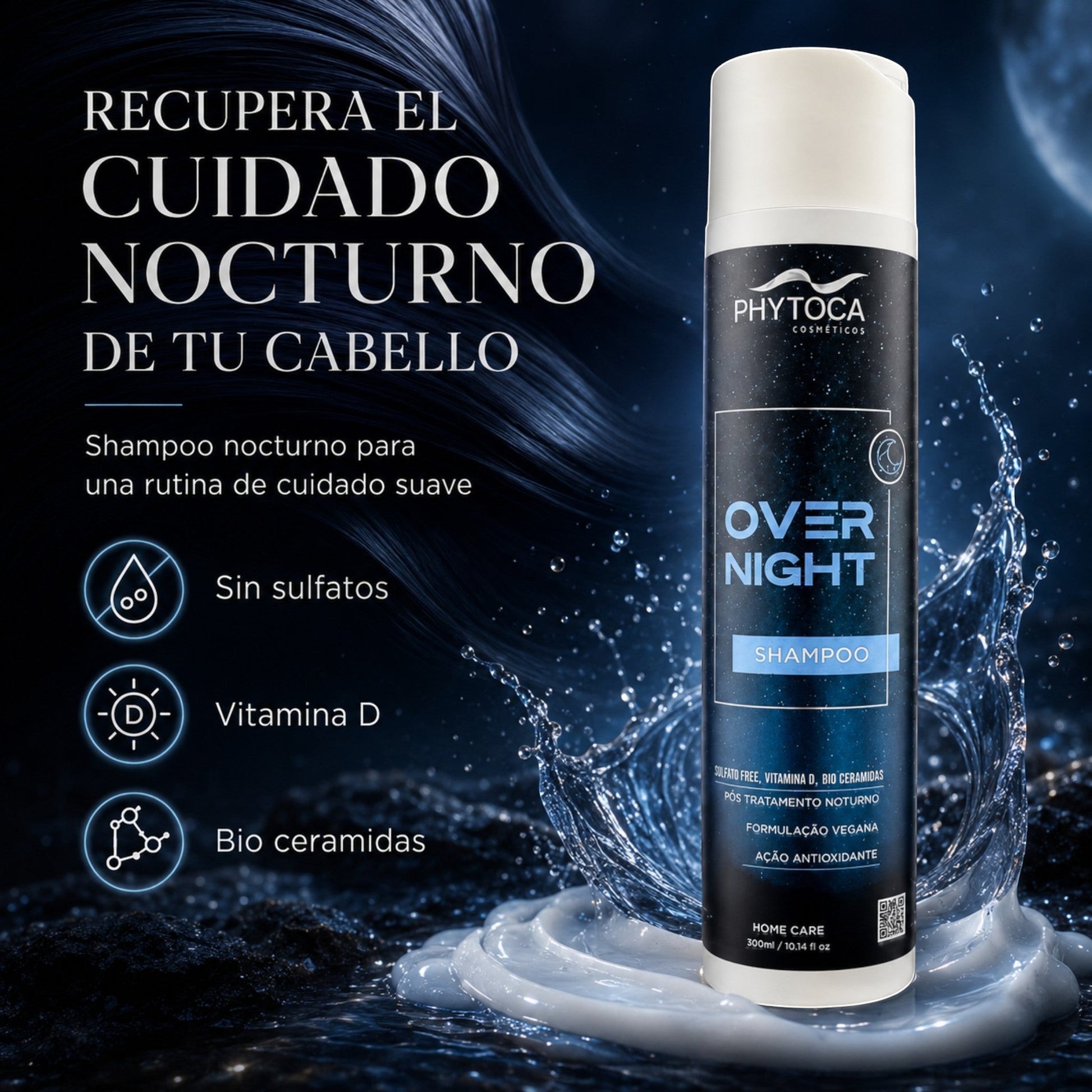 Champú Phytoca USA Overnight sin sulfatos para cabello seco con vitamina D y ceramidas en envase de 300ml