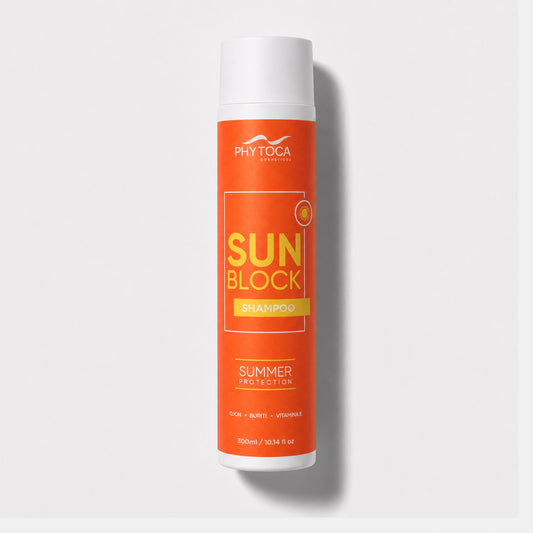 Champú Phytoca USA SunBlock con aceite de buriti y ojon para proteger el cabello del sol, el cloro y el agua salada.