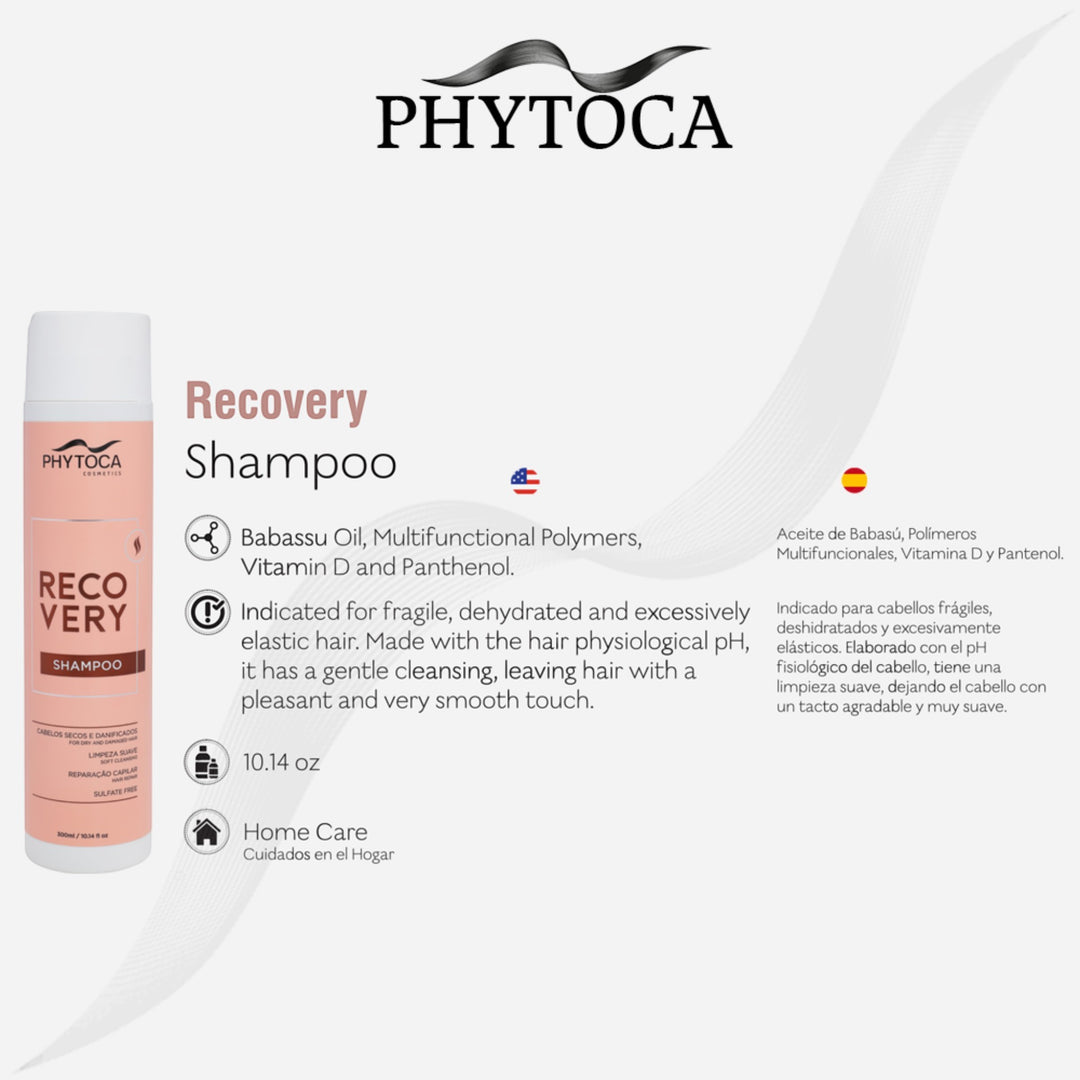 Champú Phytoca USA Recovery para cabello dañado y seco con pantenol y vitamina D en envase de 300 ml