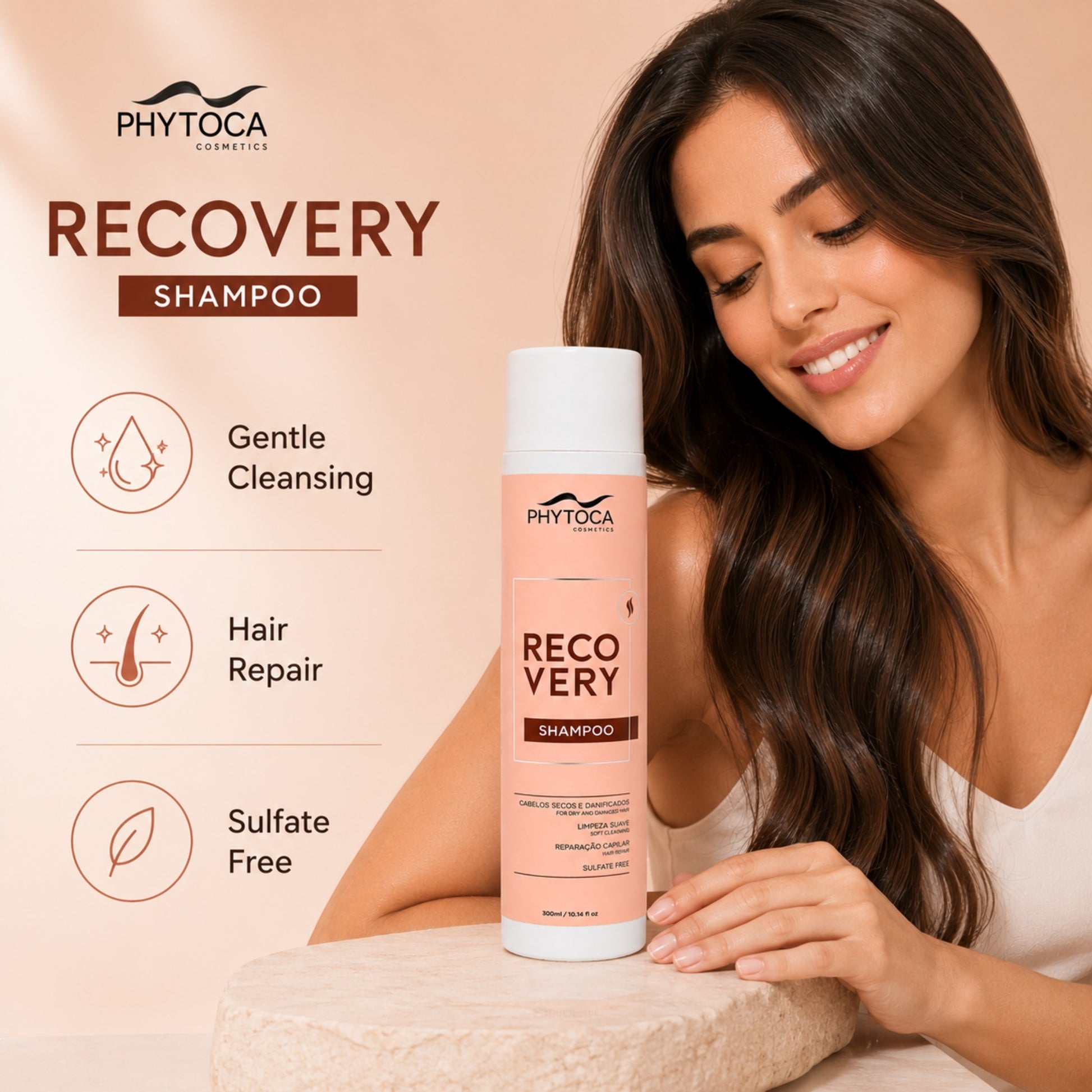 Champú reparador Phytoca USA para cabello dañado y seco, con pantenol y vitamina D para suavidad y brillo intenso.