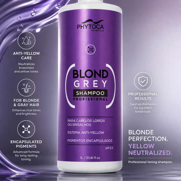 Champú Phytoca USA Blond Grey de 1 litro para neutralizar tonos amarillos en cabellos rubios y grises