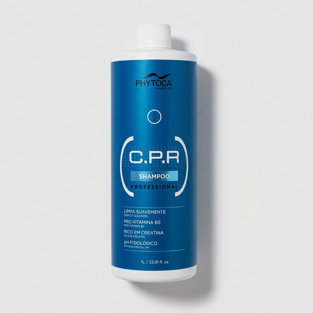 Champú profesional Phytoca USA C.P.R. de 1 litro en envase azul para reparar y fortalecer el cabello dañado.