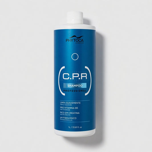 Champú profesional Phytoca USA C.P.R. de 1 litro en envase azul para reparar y fortalecer el cabello dañado.