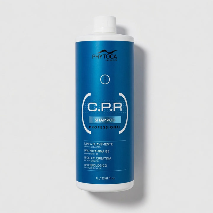 Champú profesional Phytoca USA C.P.R. de 1 litro en envase azul para reparar y fortalecer el cabello dañado.