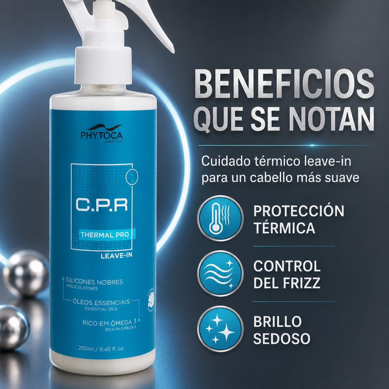 Spray protector térmico Phytoca USA CPR Thermal Pro para control de frizz y brillo sedoso en el cabello