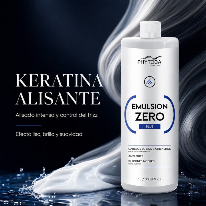Tratamiento capilar profesional Phytoca USA Emulsion Zero Blue para cabellos rubios y grises con efecto anti-frizz