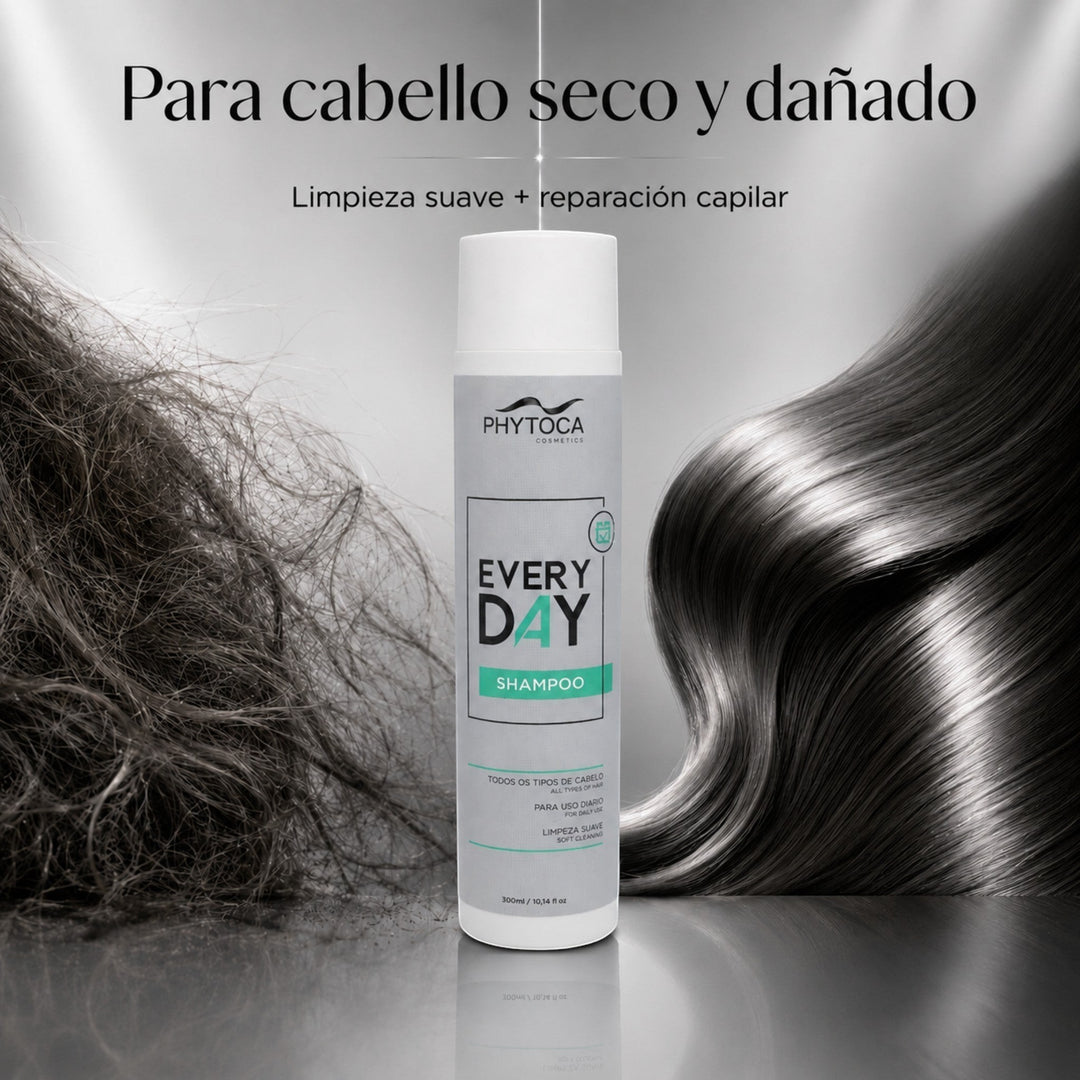 Champú Every Day de Phytoca USA para uso diario, diseñado para reparar y suavizar todo tipo de cabello seco y dañado.