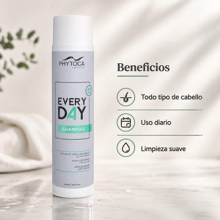 Champú Phytoca USA Everyday para uso diario, formulado con creatina y colágeno para todo tipo de cabello.