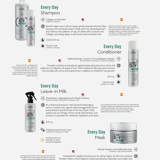 Kit de cuidado capilar Phytoca USA Everyday con champú, acondicionador, leave-in y mascarilla para todo tipo de cabello