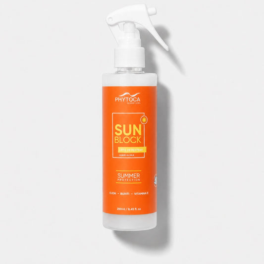 Leche capilar protectora SunBlock de Phytoca USA con aceite de Ojon y vitamina E para proteger el cabello del sol