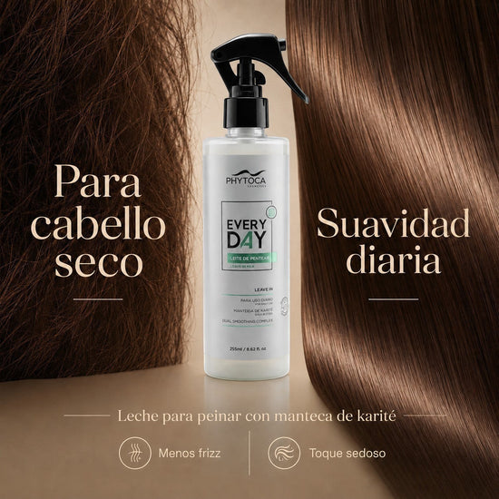 Phytoca USA Every Day Leave-In Milk con manteca de karité para hidratar, proteger y suavizar todo tipo de cabello.