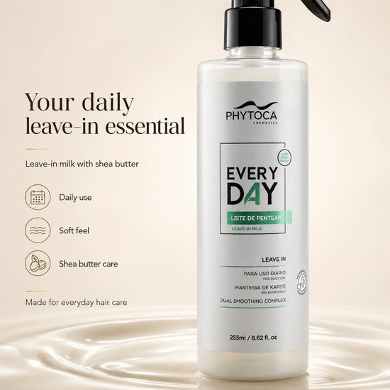 Phytoca USA Every Day Leave-in Milk con manteca de karité para protección térmica y control del encrespamiento