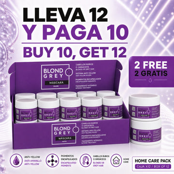 Pack de 12 mascarillas Phytoca USA Blond Grey para cabello rubio y gris con pigmentos encapsulados anti-amarillo