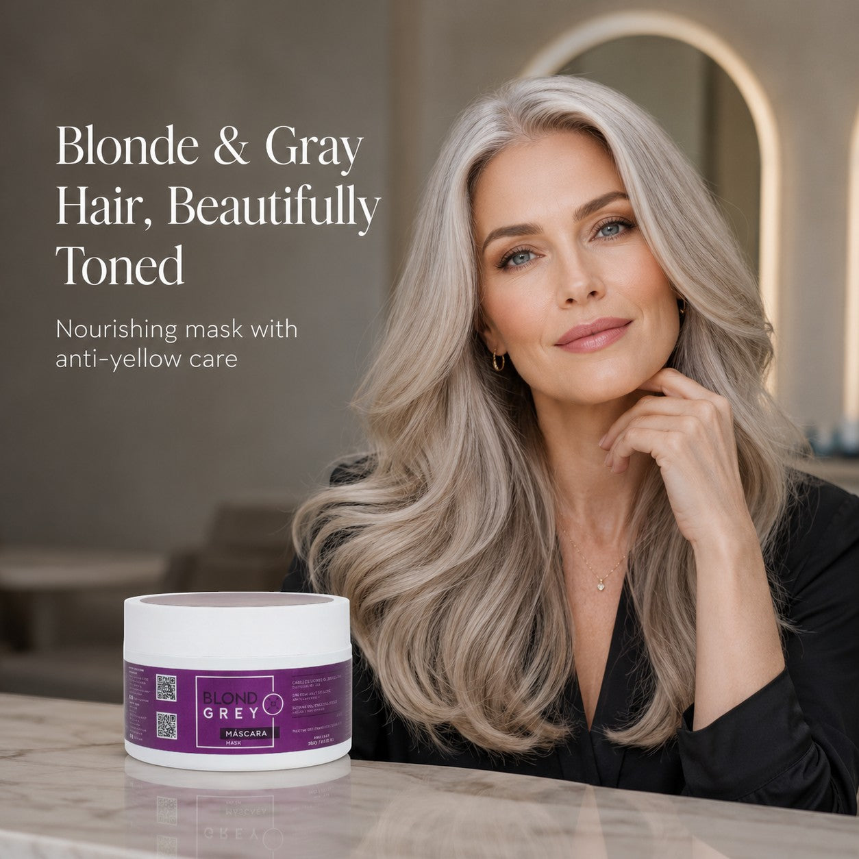 Mascarilla capilar Phytoca USA Blond Grey para cabello rubio y gris, que neutraliza tonos amarillos y aporta brillo.
