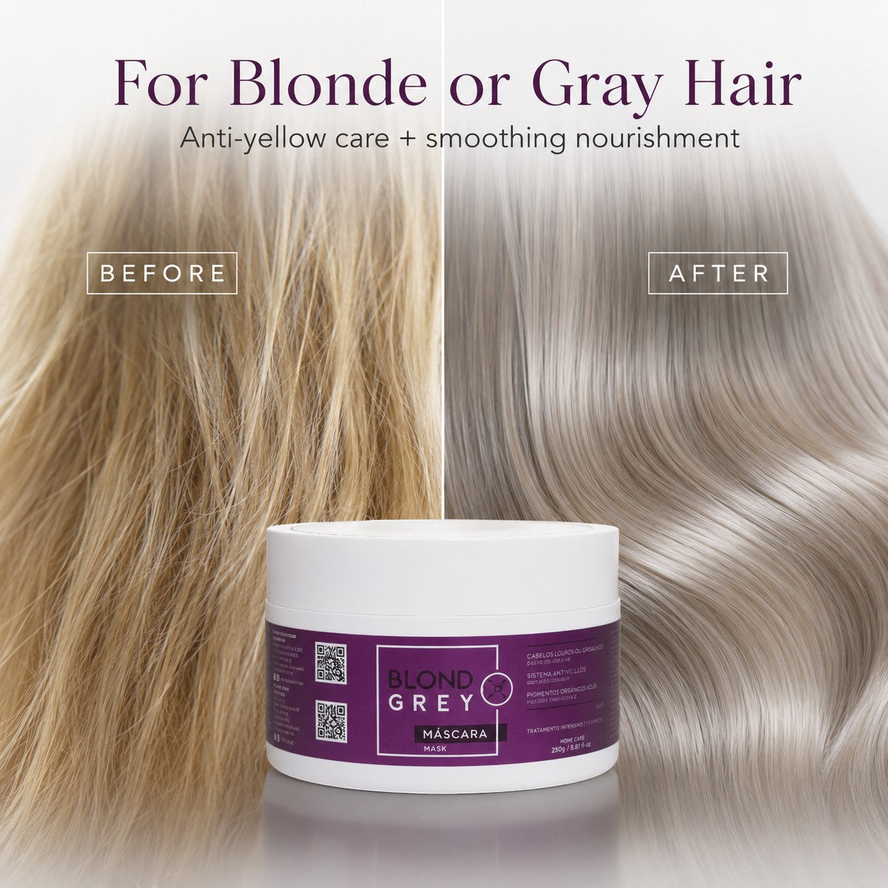 Mascarilla capilar Phytoca USA Blond Grey para neutralizar tonos amarillos en cabellos rubios y grises con efecto platino