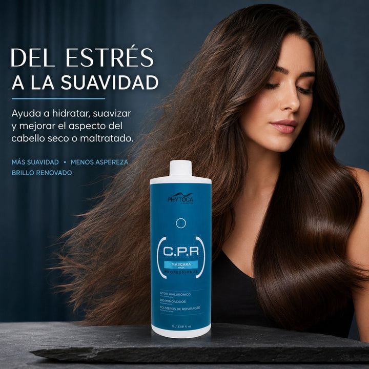 Mascarilla capilar C.P.R de Phytoca USA para reparar y suavizar el cabello dañado con ácido hialurónico.
