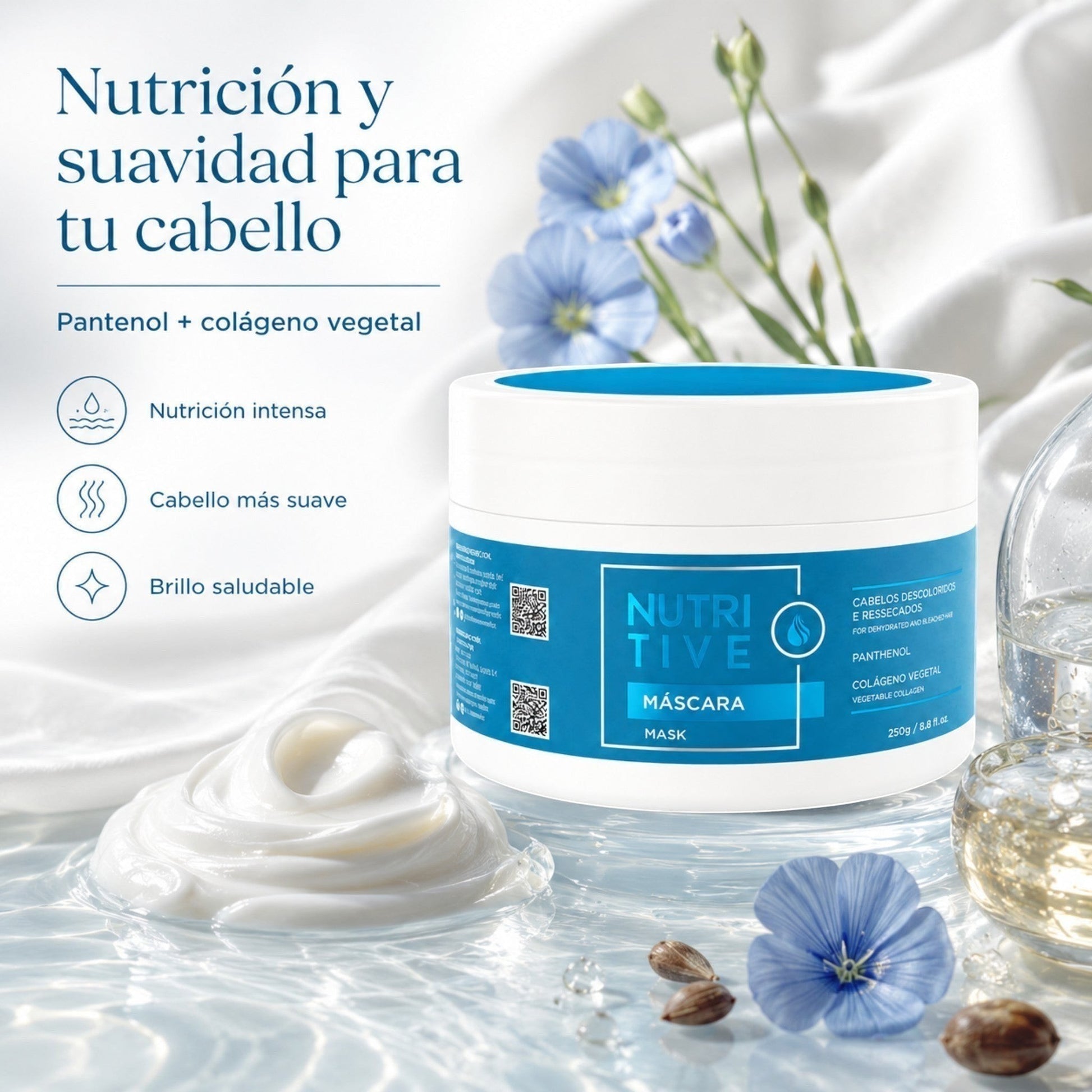 Mascarilla capilar nutritiva Phytoca USA con pantenol y colágeno para hidratar y suavizar el cabello seco