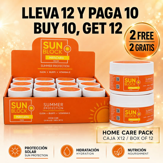 Pack de 12 mascarillas capilares Phytoca USA Sun Block para protección solar, hidratación y nutrición intensa.