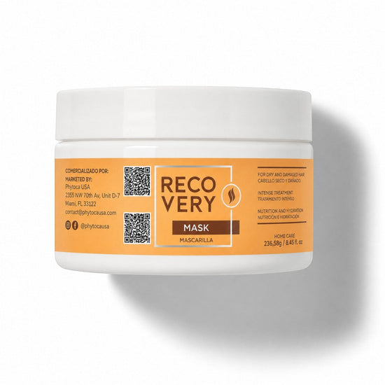 Tarro de mascarilla capilar Phytoca USA Recovery para cabello seco y dañado con ingredientes reparadores