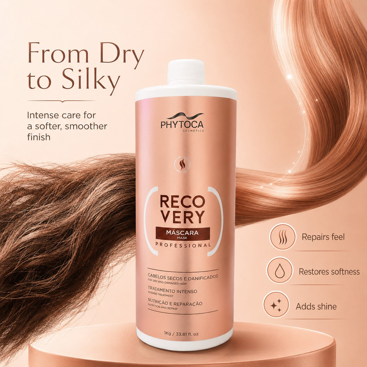 Mascarilla capilar profesional Phytoca USA Recovery para reparar, hidratar y dar brillo al cabello seco y dañado