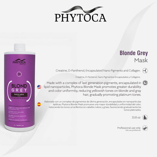 Mascarilla matizadora Phytoca USA Blond Grey de 1 litro para cabellos rubios y grises con pigmentos nanotecnológicos