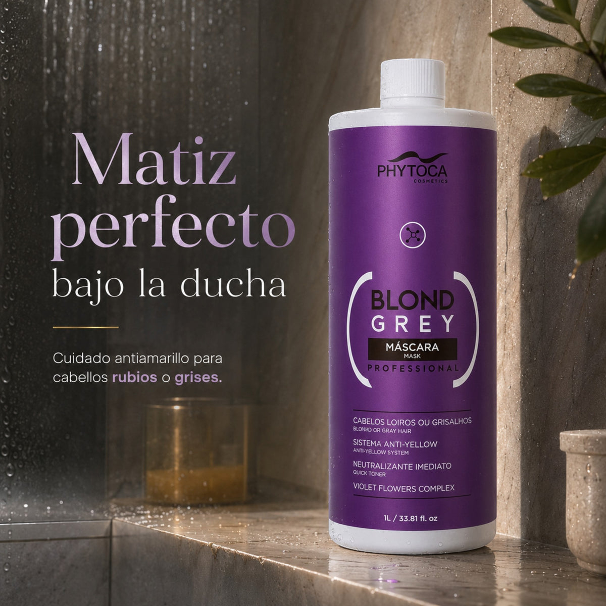 Mascarilla matizadora Phytoca USA Blond Grey de 1 litro para cabellos rubios y grises con pigmentos violetas