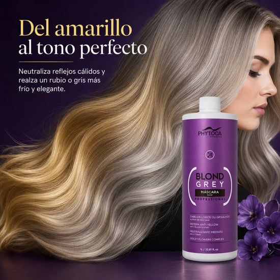 Mascarilla matizadora Phytoca USA Blond Grey de 1L para neutralizar tonos amarillos en cabellos rubios y grises