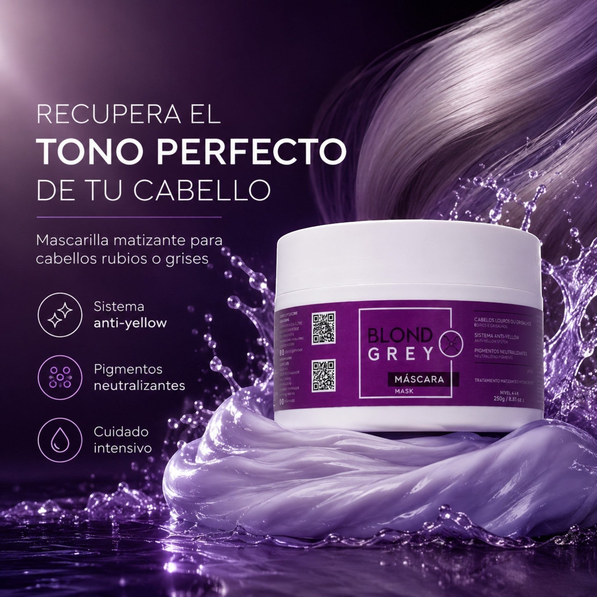 Mascarilla matizante Phytoca USA Blond Grey para cabello rubio o gris con sistema anti-amarillo y pigmentos intensos